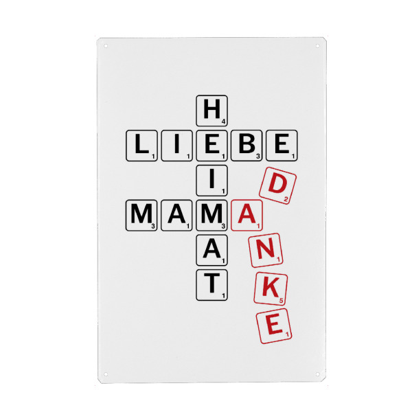 Holzbild "Mama_Heimat_Liebe_Danke" artboxONE - Typografie,Schwarzweiß,Liebe,Für Mama