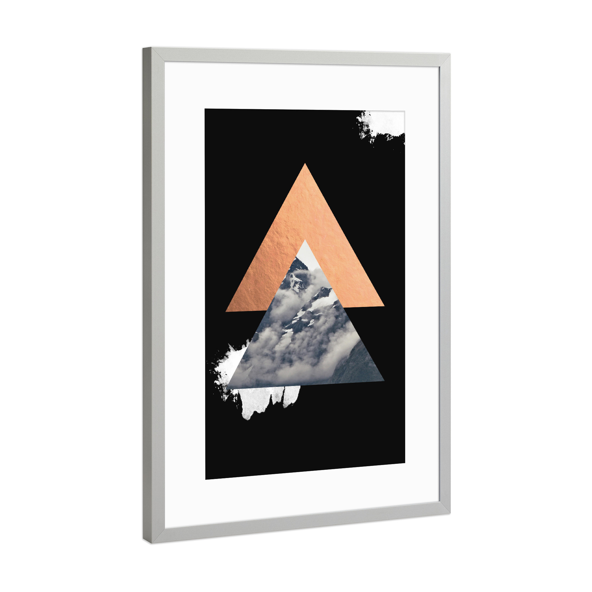 Poster mit Rahmen Silber "Bronze Triangle" artboxONE - Natur,Geometrie