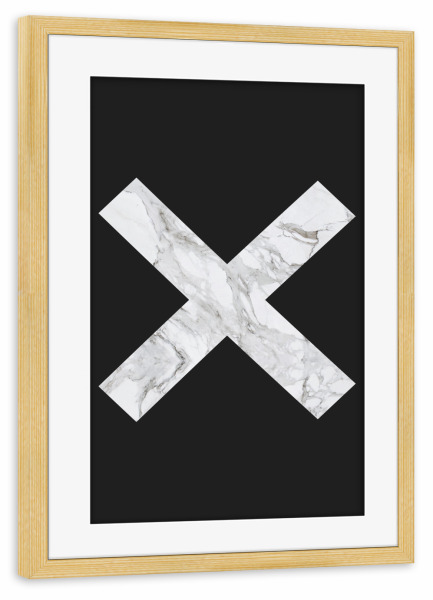 Poster mit Rahmen kiefer "Marble Cross" artboxONE - Abstrakt,Geometrie,Marmor