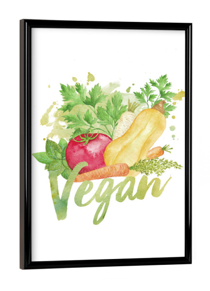 Poster mit schwarzem Rahmen "Vegan Wall Art" artboxONE - Natur,Essen & Trinken,Essen & Trinken / Obst & Gemüse
