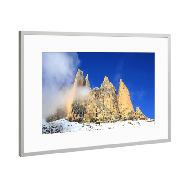 Poster mit Rahmen Silber "Drei Zinnen 4" artboxONE - Natur