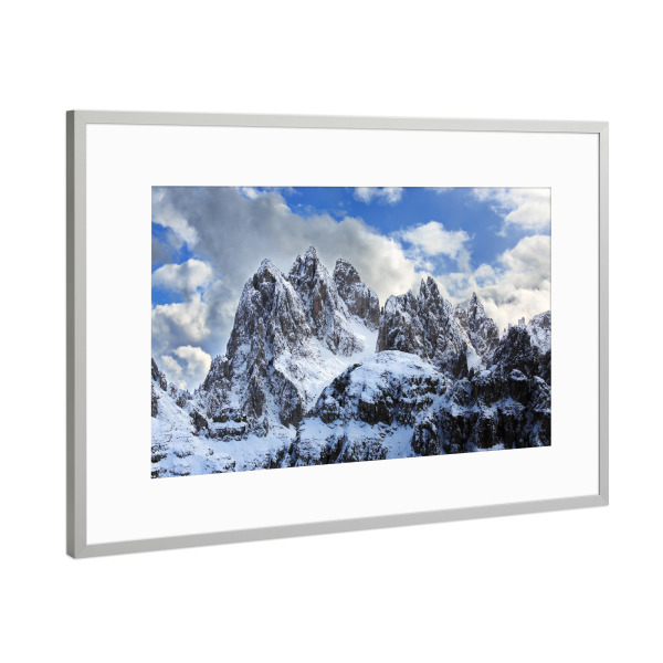 Poster mit Rahmen Silber "Drei Zinnen 2" artboxONE - Natur