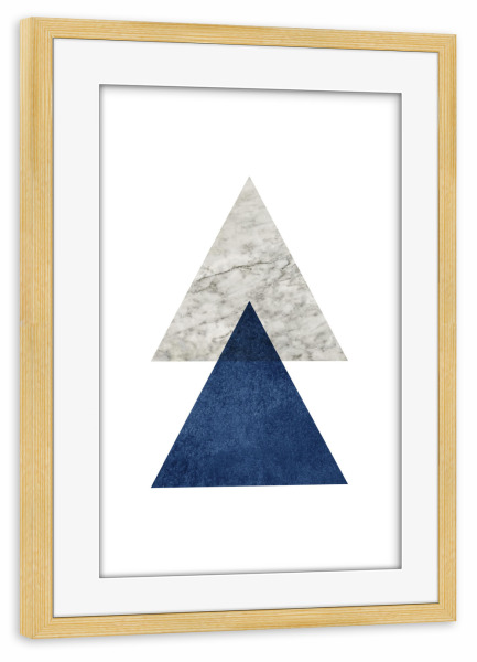 Poster mit Rahmen kiefer "Triangle Blue Navy Marble" artboxONE - Abstrakt,Geometrie,Marmor - Marmor,Abstrakt,Dreieck