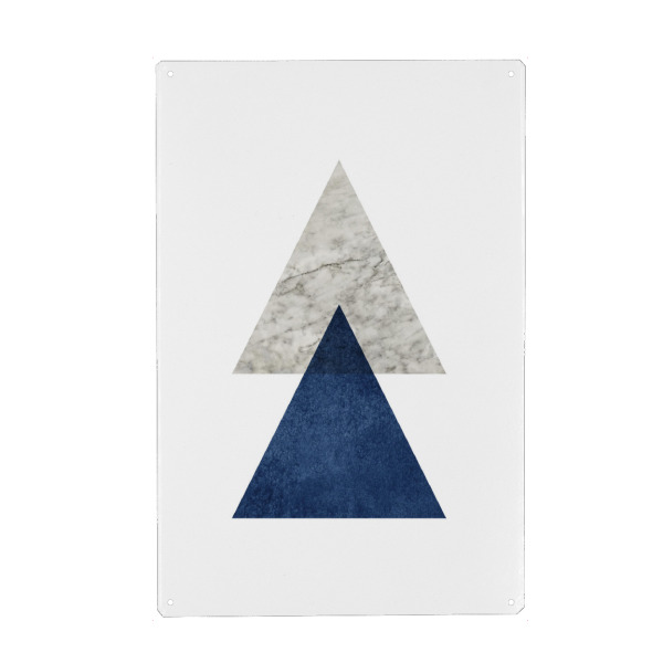 Metall Poster "Triangle Blue Navy Marble" artboxONE - Abstrakt,Geometrie,Marmor - Marmor,Abstrakt,Dreieck - Blechschild