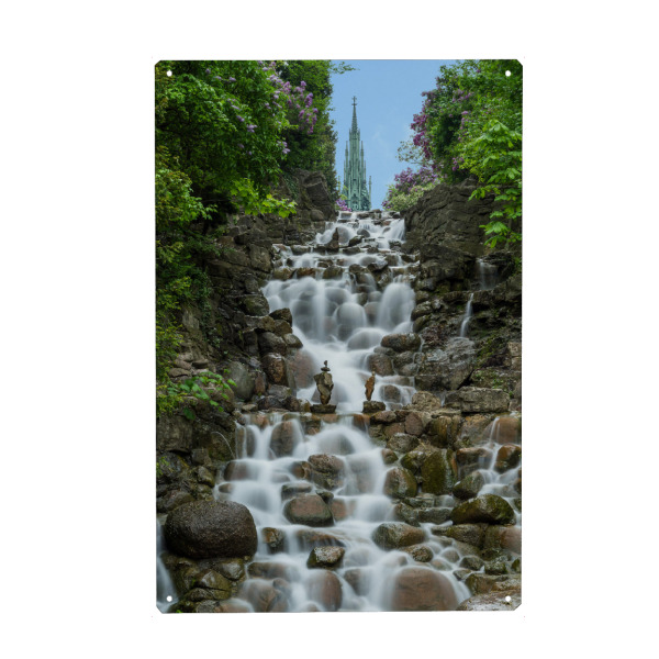 Metall Poster "Wasserfall im Viktoriapark" artboxONE - Natur