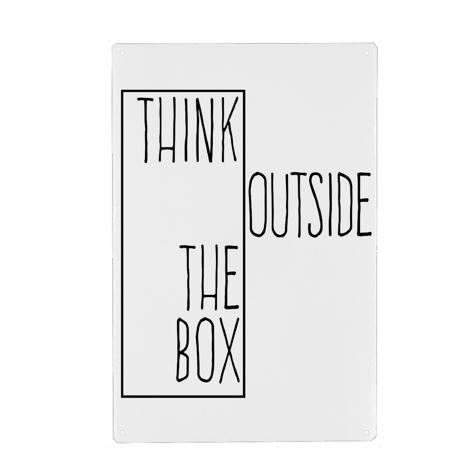 Holzbild "Think Outside Of The Box" artboxONE - Typografie,Schwarzweiß,Für Papa,Männer