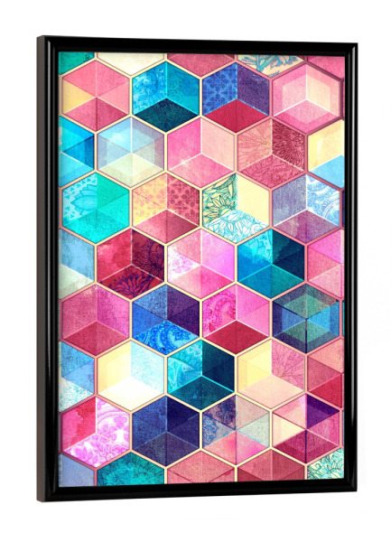 Poster mit schwarzem Rahmen "Topaz and Ruby Crystal" artboxONE - Floral,Geometrie