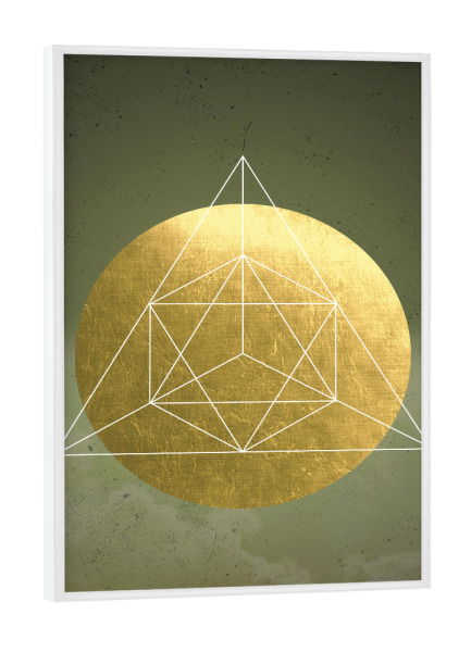 Poster mit weißem Rahmen "Green and Gold Lux" artboxONE - Abstrakt,Geometrie