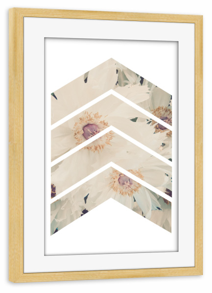 Poster mit Rahmen kiefer "Retro White Peonies" artboxONE - Natur,Floral,Geometrie