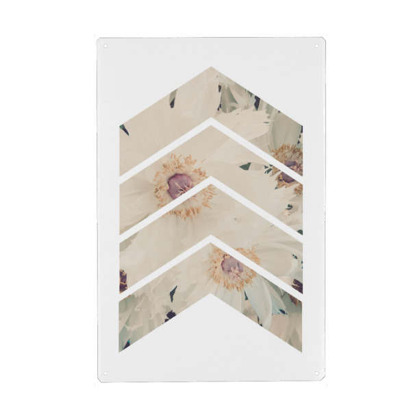 Metall Poster "Retro White Peonies" artboxONE - Natur,Floral,Geometrie