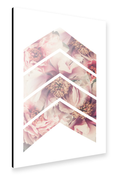 Alu-Dibond "Retro Peony Chevrons" 30x20 cm artboxONE