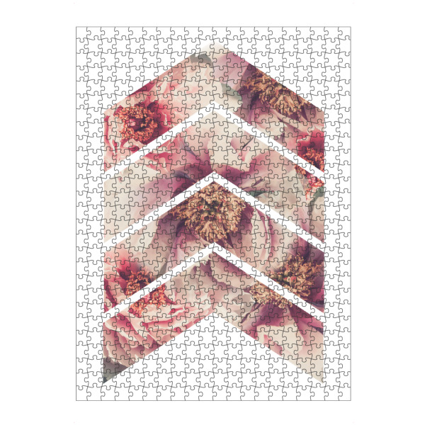 artboxONE Puzzle "Retro Peony Chevrons" artboxONE - Natur,Floral,Geometrie
