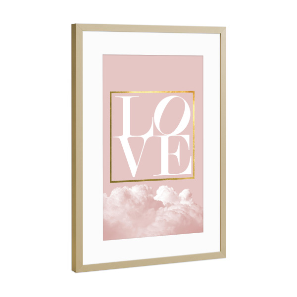 Poster mit Rahmen Gold "Love 9" artboxONE - Typografie,Natur,Liebe