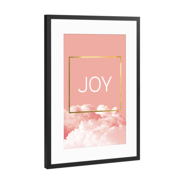 Poster mit Rahmen Schwarz (Metallic) "Joy blush" artboxONE - Natur,Abstrakt,Geometrie,Liebe - Freude,Wolken,Blush,Gold