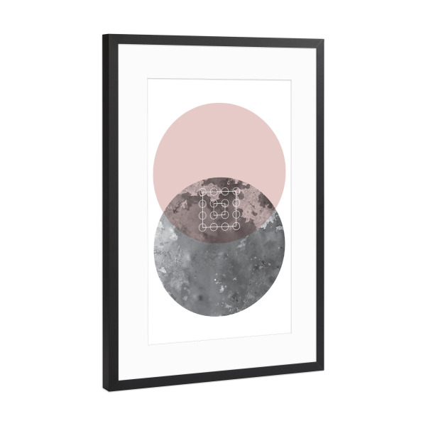 Poster mit Rahmen Schwarz (Metallic) "Blush Geo" artboxONE - Geometrie