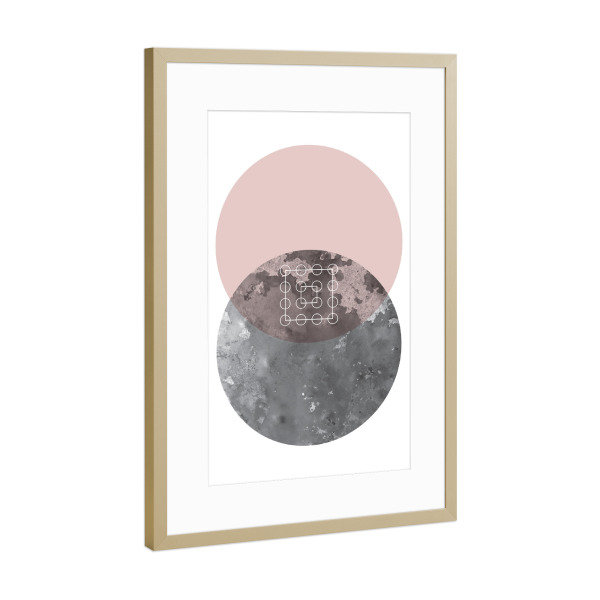 Poster mit Rahmen Gold "Blush Geo" artboxONE - Geometrie