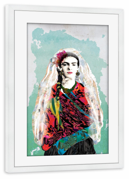 Poster mit Rahmen weiß "Frida With Vail" artboxONE - Menschen