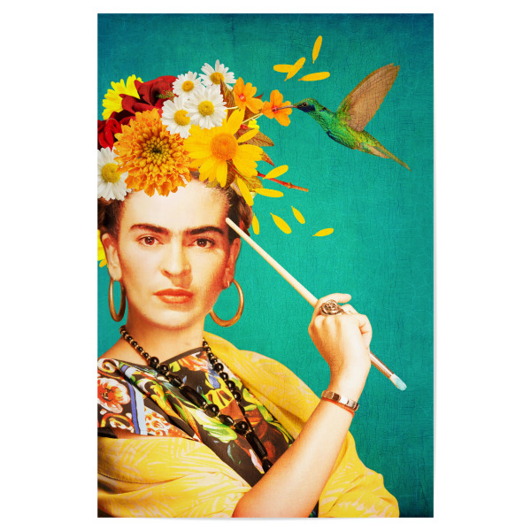 Poster "Hummingbird Frida" artboxONE - Tiere,Menschen - Frida kahlo,Art,Hummingbird,Female,Woman,Frau,Bunt,Colorful,Kolibri