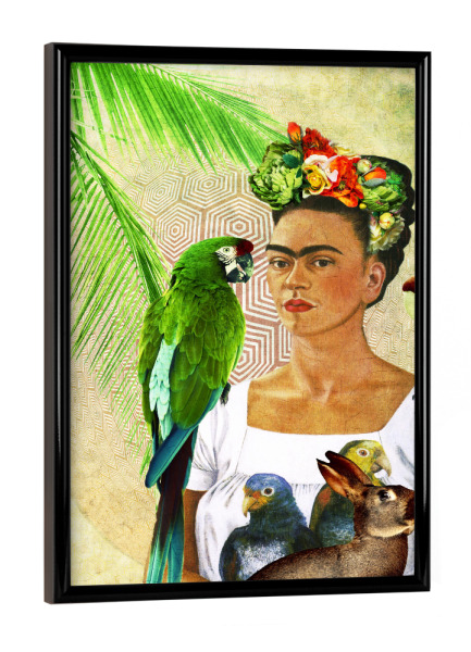 Poster mit schwarzem Rahmen "Frida And Her Pets" artboxONE - Menschen