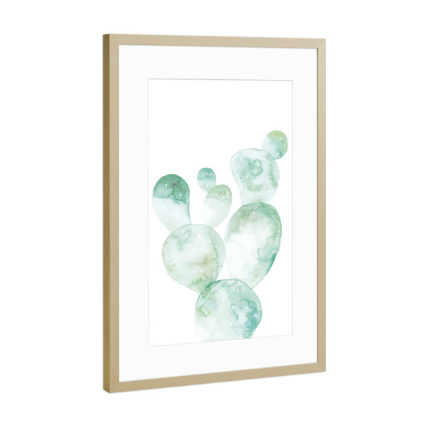 Poster mit Rahmen Gold "Kaktus #4" artboxONE - Floral,Abstrakt