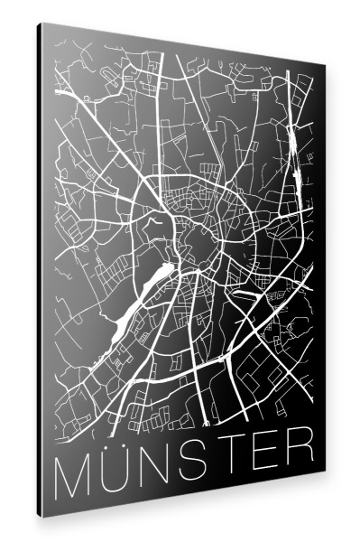Alu-Dibond "Retro Map of Munster Germany" 30x20 cm artboxONE