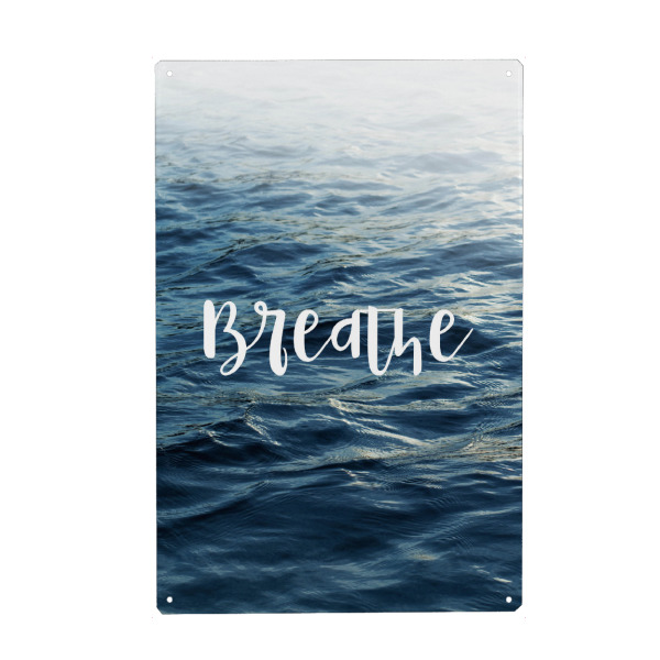 Metall Poster "Breathe - Mindful Art Piece" artboxONE - Typografie,Natur,Reise,Liebe,Festivals