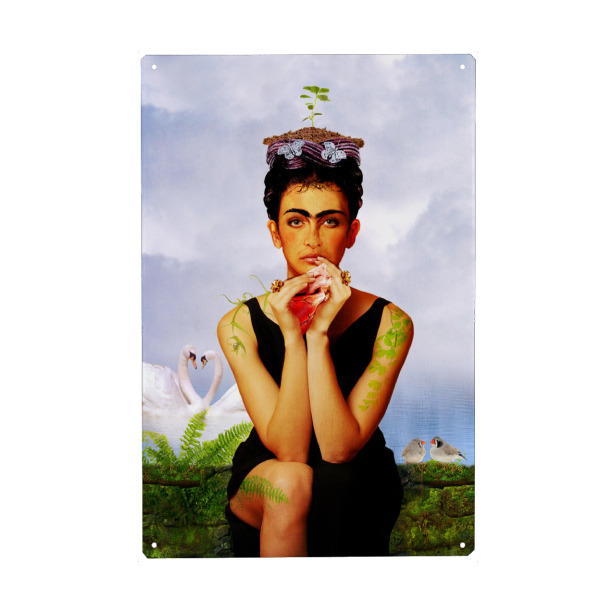 Holzbild "Heart 2" artboxONE - Menschen - Frida kahlo,Vögel,Liebe,Schwan,Feministin,Feministin,Kahlo,Frida