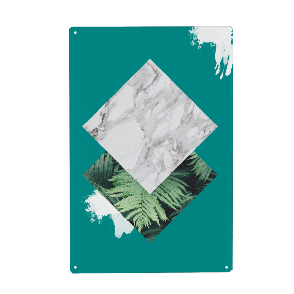 Holzbild "Turquoise Geometric" artboxONE - Abstrakt,Geometrie,Marmor