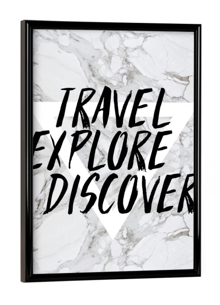 Poster mit schwarzem Rahmen "Travel Inspirational Quote" artboxONE - Typografie,Reise,Geometrie,Marmor,Festivals
