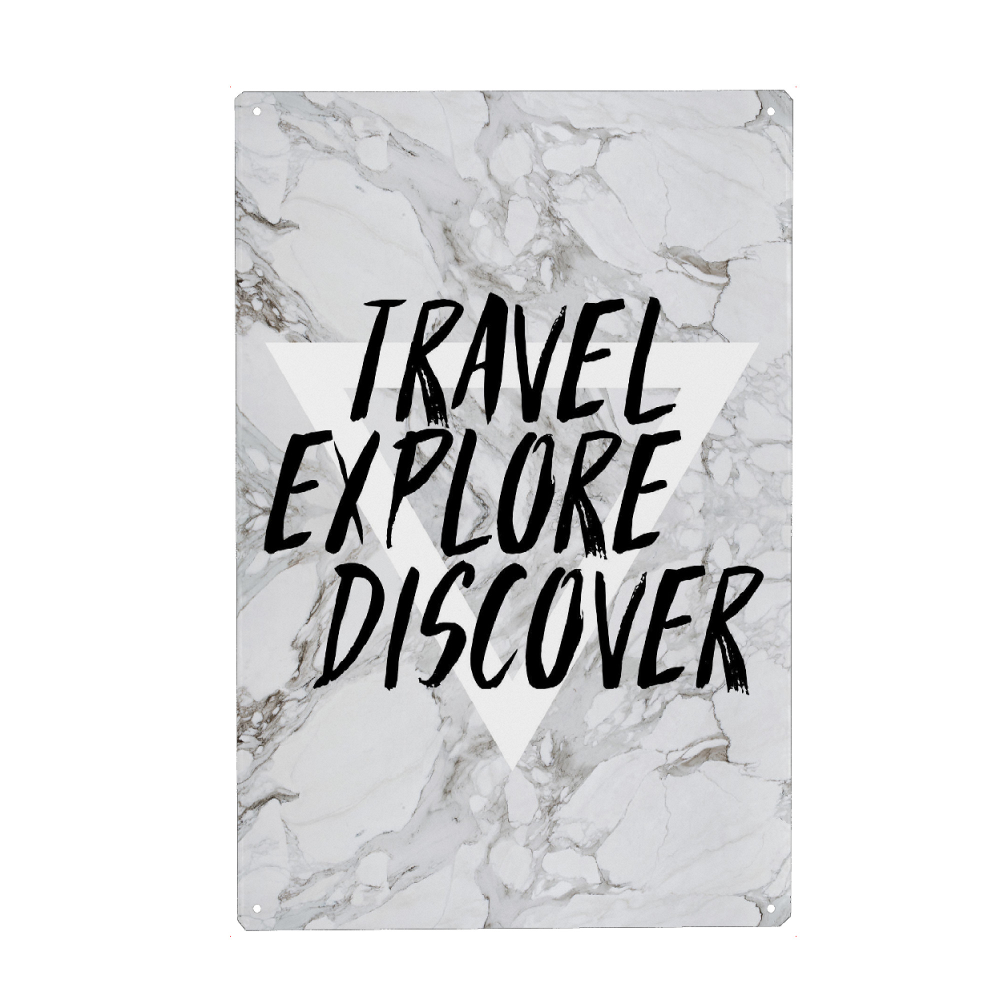 Metall Poster "Travel Inspirational Quote" artboxONE - Typografie,Reise,Geometrie,Marmor,Festivals