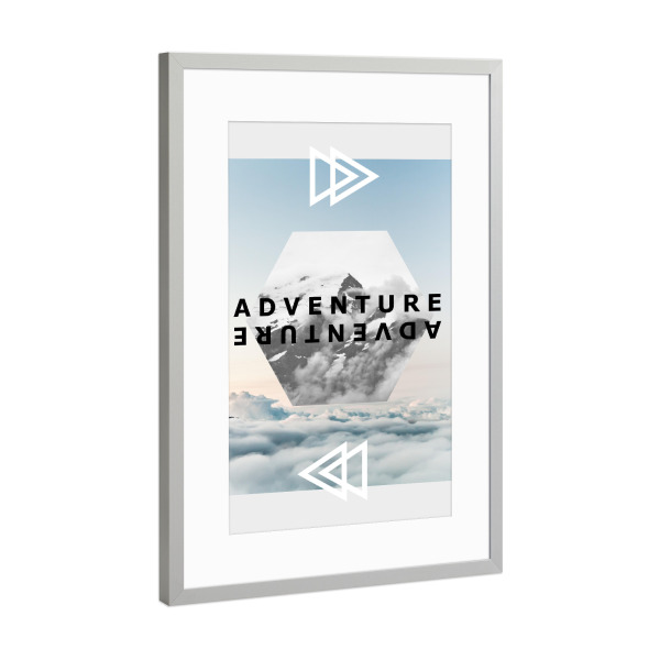Poster mit Rahmen Silber "Adventure 3" artboxONE - Typografie,Geometrie,Festivals