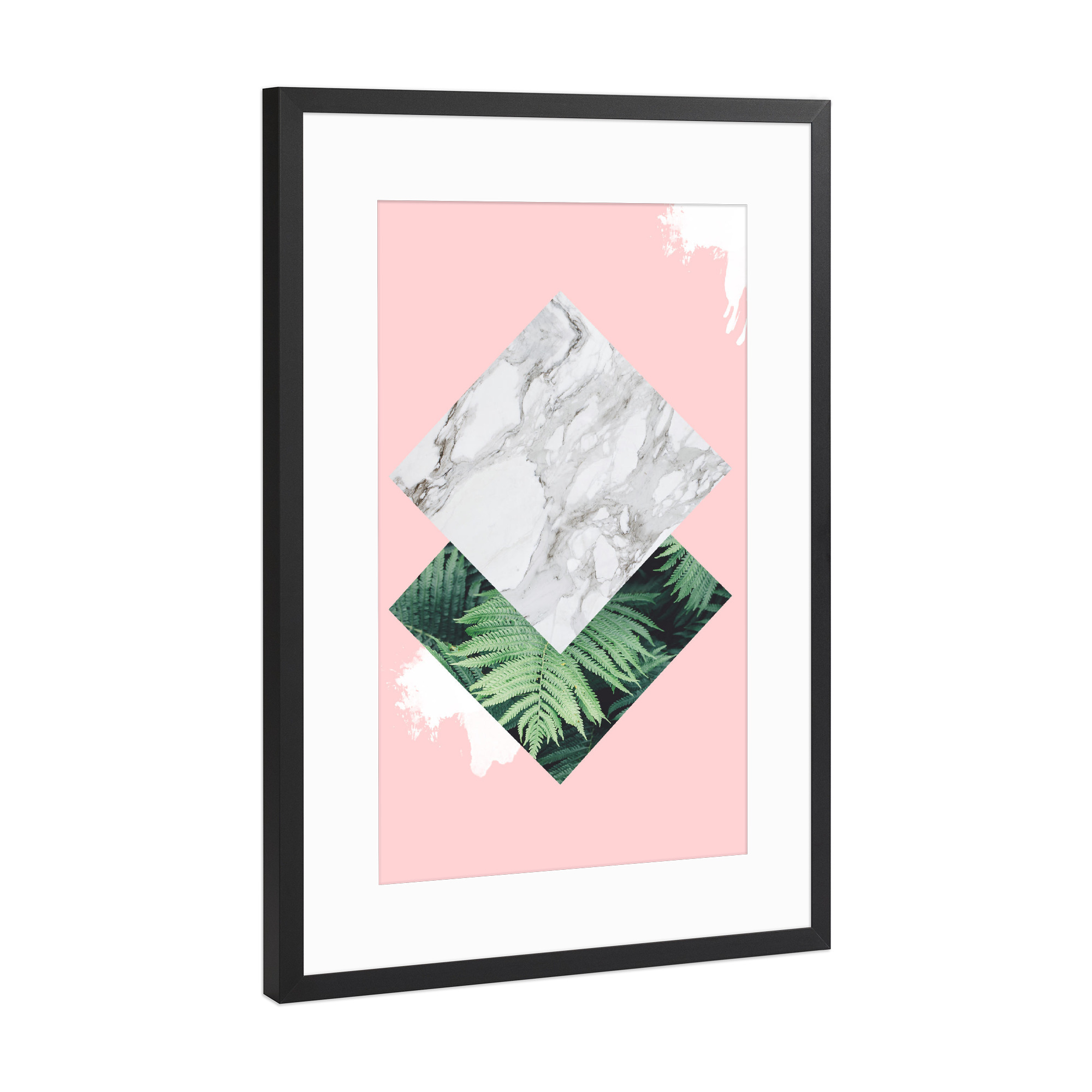 Poster mit Rahmen Schwarz (Metallic) "Marble Pink" artboxONE - Natur,Abstrakt,Geometrie,Marmor