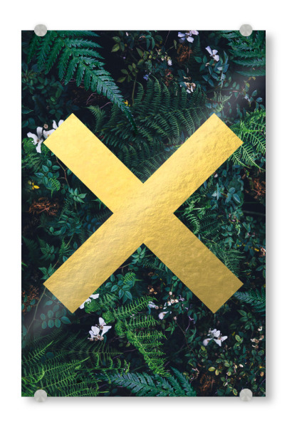 Acrylglasbild "Gold Foil Cross Tropical" artboxONE - Natur,Geometrie