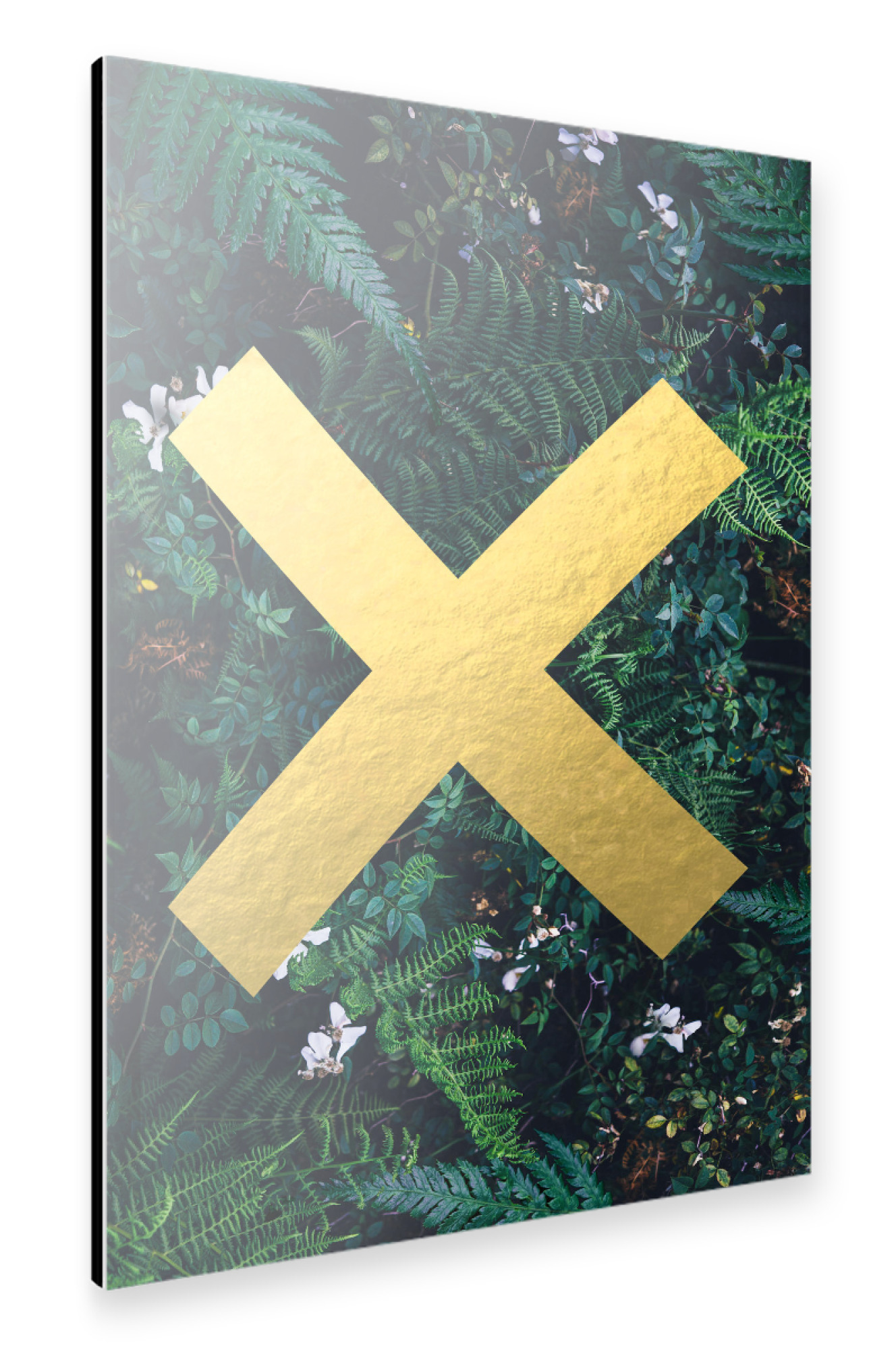 Alu-Dibond "Gold Foil Cross Tropical" 30x20 cm artboxONE