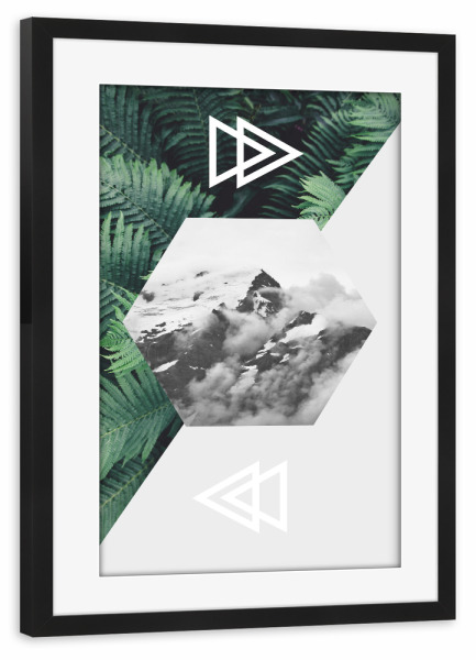 Poster mit Rahmen schwarz "Geometric Mountain" artboxONE - Natur,Geometrie