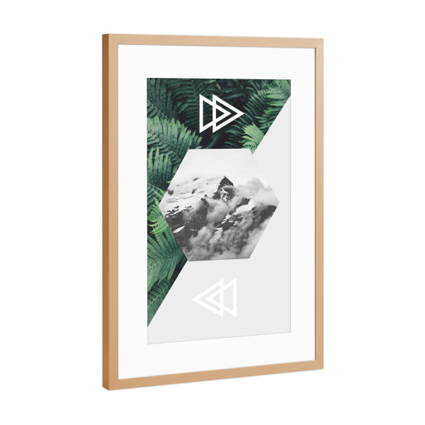 Poster mit Rahmen Kupfer "Geometric Mountain" artboxONE - Natur,Geometrie