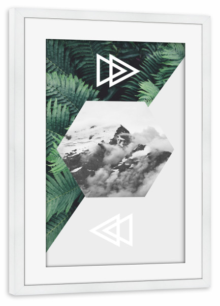 Poster mit Rahmen weiß "Geometric Mountain" artboxONE - Natur,Geometrie