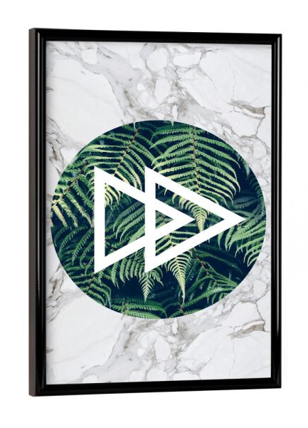 Poster mit schwarzem Rahmen "Geometric Marble Tropical Fern" artboxONE - Abstrakt,Geometrie,Marmor