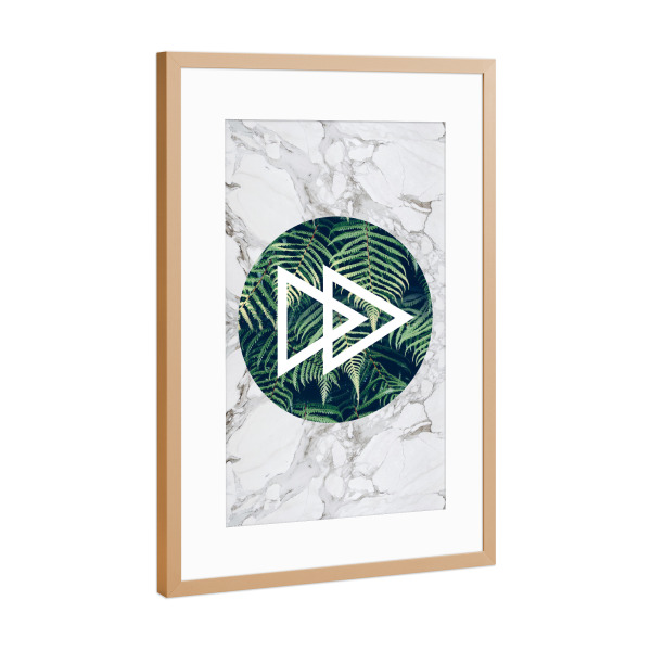 Poster mit Rahmen Kupfer "Geometric Marble Tropical Fern" artboxONE - Abstrakt,Geometrie,Marmor