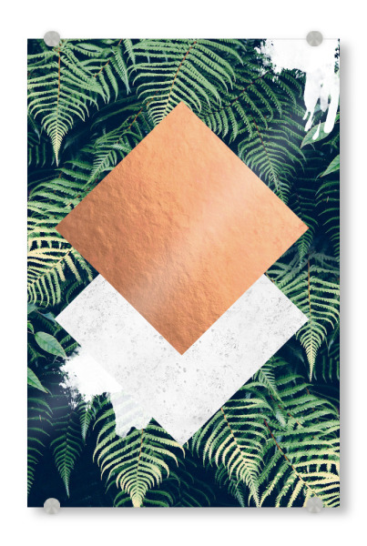 Acrylglasbild "Bronze Geometric Ferns Pattern Print" artboxONE - Geometrie,Festivals