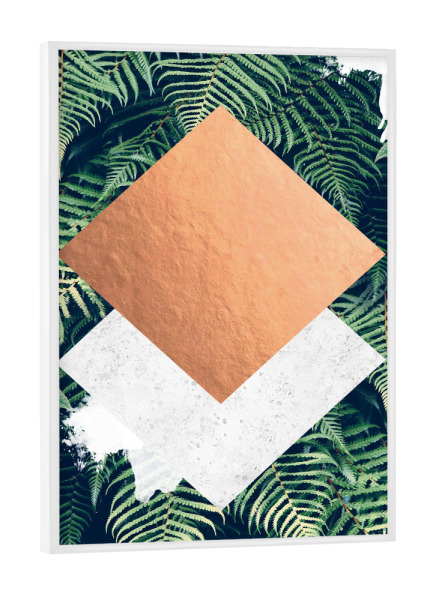 Poster mit weißem Rahmen "Bronze Geometric Ferns Pattern Print" artboxONE - Geometrie,Festivals