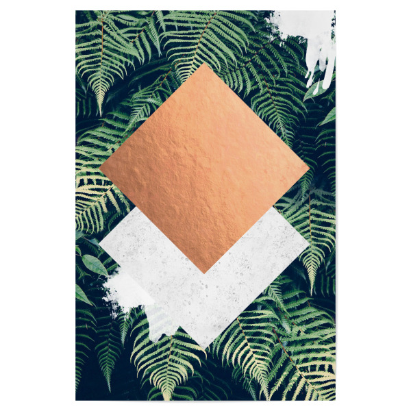 Poster "Bronze Geometric Ferns Pattern Print" artboxONE - Geometrie,Festivals
