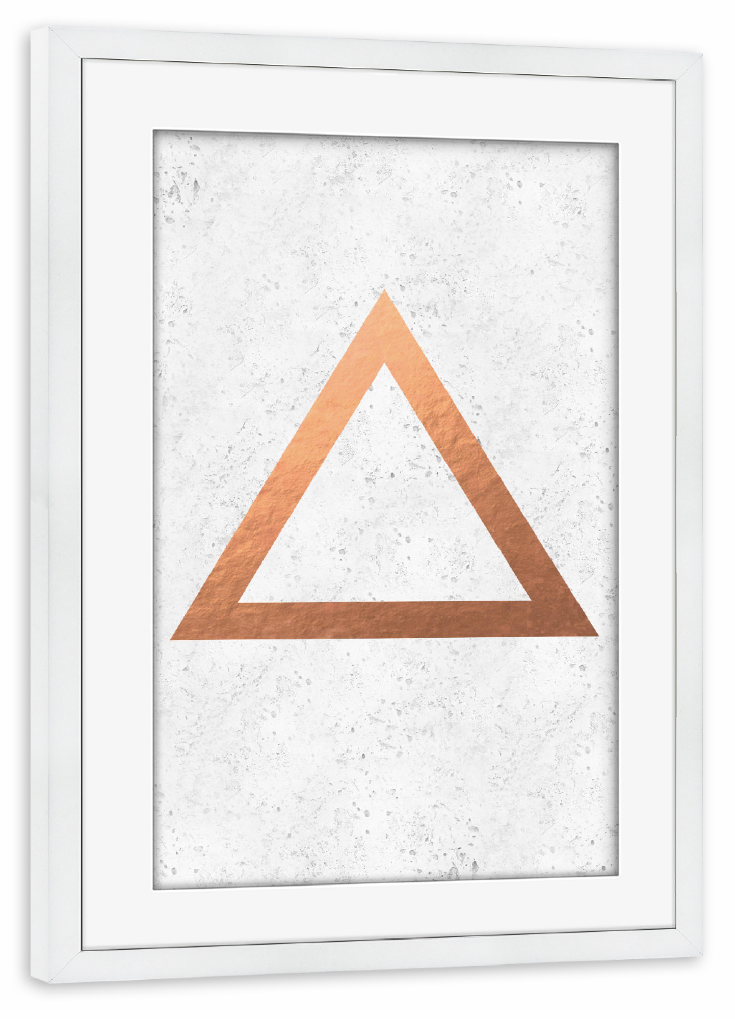 Poster mit Rahmen weiß "Bronze Triangle Gray Concrete Minimalism" artboxONE - Geometrie