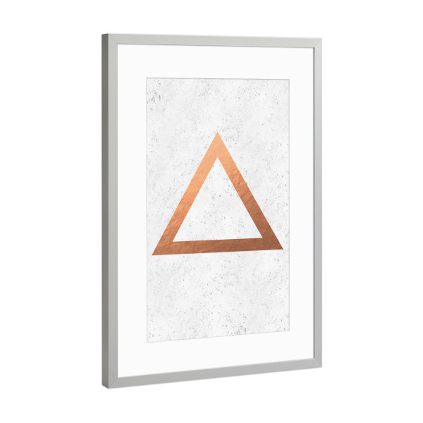 Poster mit Rahmen Silber "Bronze Triangle Gray Concrete Minimalism" artboxONE - Geometrie