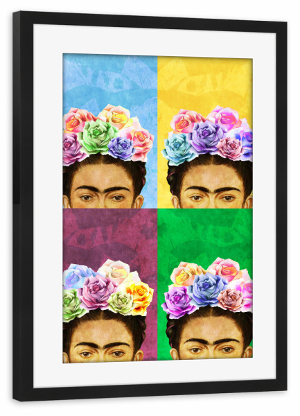 Poster mit Rahmen schwarz "Pop Art Frida" artboxONE - Menschen