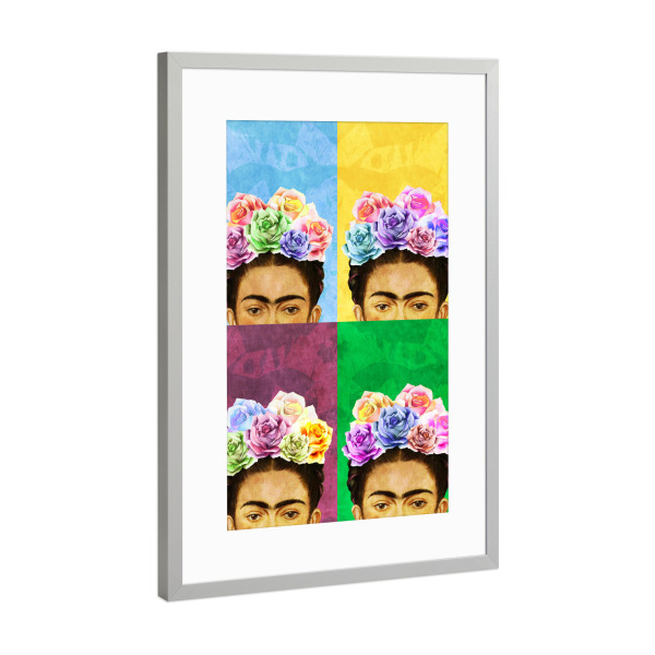 Poster mit Rahmen Silber "Pop Art Frida" artboxONE - Menschen