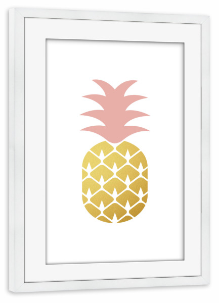 Poster mit Rahmen weiß "Pineapple pink gold" artboxONE - Natur,Essen & Trinken / Obst & Gemüse,Festivals