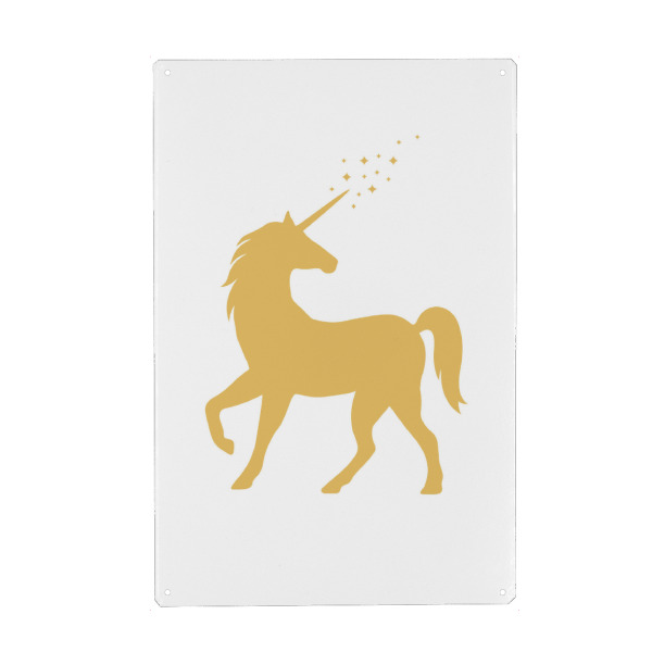 Metall Poster "Unicorn gold" artboxONE - Fiktion - Einhorn,Fantasie - Blechschild