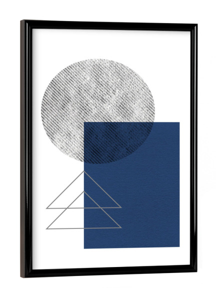 Poster mit schwarzem Rahmen "Blue navy geometric" artboxONE - Geometrie