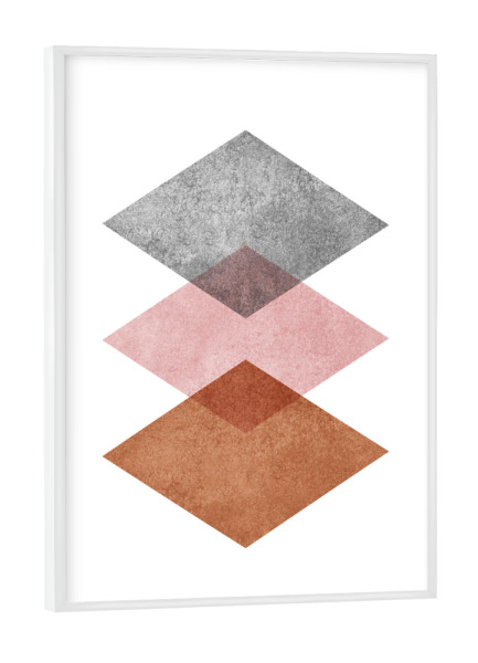 Poster mit weißem Rahmen "Pink grey copper" artboxONE - Geometrie